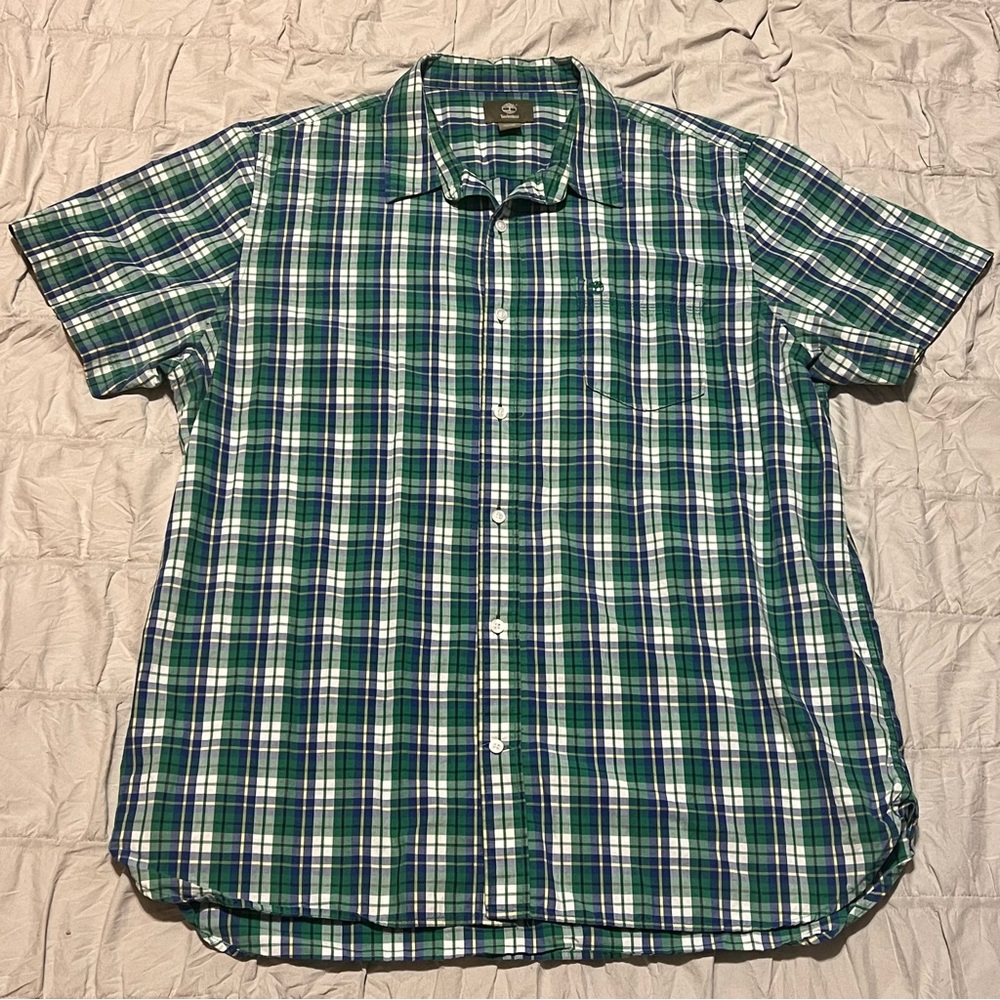 Timberland shirt plaid short sleeve button pocket Mens Sz XL